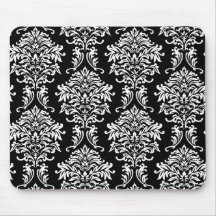 classique blanc et noir fleuri de damassé tapis de souris