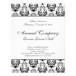 Classique victorien noir et blanc élégant de damas invitations personnalisables