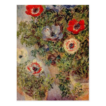 Claude Monet - la vie toujours avec Anemonies Carte Postale