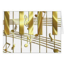 Clavier de piano d'or carte de vœux