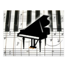 Clavier et notes de piano à queue carte postale