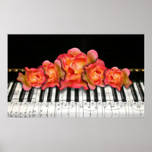 Clavier et roses de piano affiches