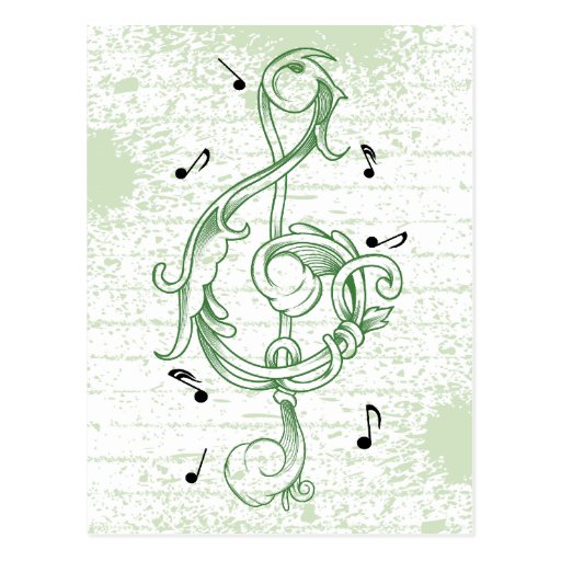 Clé de note de solénoïde de scrollwork de vert de  carte postale