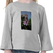 Clématite. Fleurs roses, et ciel bleu T-shirts