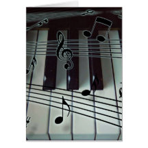Clés de piano et notes de musique cartes de vœux