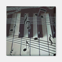 Clés de piano et notes de musique magnets