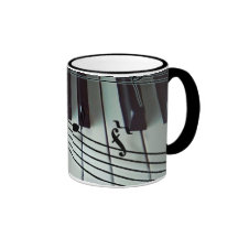 Clés de piano et notes de musique mug à café