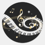 Clés de piano et notes d'or de musique adhésifs