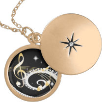 Clés de piano et notes d'or de musique bijouterie personnalisée
