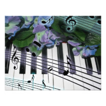 Clés et fleurs de piano faire-part