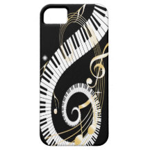 Clés et notes d'or iphone5 de piano de musique coques iPhone 5 Case-Mate