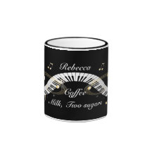 Clés personnalisées de piano et notes d'or de musi tasse à café
