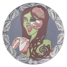 Cligner de l'oeil la fille de zombi assiettes