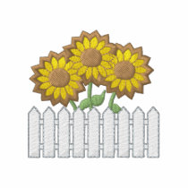 Clôture avec des tournesols polos brodés