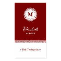 Clouez le monogramme blanc rouge de dentelle de te modèle de carte de visite