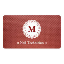 Clouez le rouge foncé de monogramme de dentelle de carte de visite