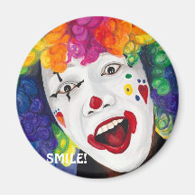 Clown d'arc-en-ciel, SOURIRE ! Magnets Pour Réfrigérateur