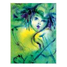 CLOWN EN VERT CARTE POSTALE