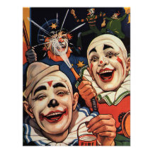 Clowns de cirque vintages, humoristique drôle idio invitations personnalisées