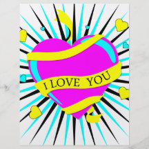 CMYK a je t'aime éclaté la conception de coeur Prospectus Personnalisés