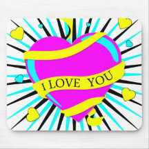 CMYK a je t'aime éclaté la conception de coeur Tapis De Souris