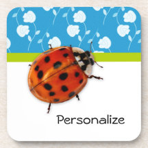 Coccinelle florale bleue à la mode avec le nom sous-bocks