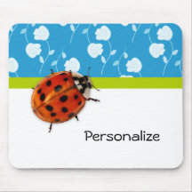 Coccinelle florale bleue à la mode avec le nom tapis de souris
