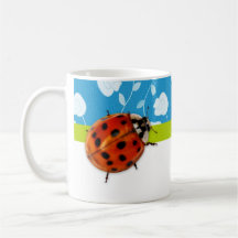 Coccinelle florale bleue à la mode avec le nom mugs