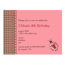 Coccinelle • Invitation d'anniversaire Carte Postale