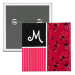 Coccinelle rose et noire badge