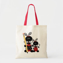 Coccinelles mignonnes et sac fourre-tout du profes