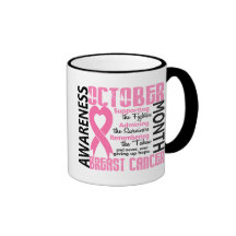 Coeur 1,5 de mois de conscience de cancer du sein tasse