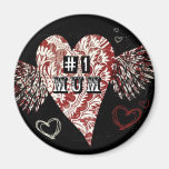 Coeur à ailes par Fleur urbain de la maman #1 Magnets