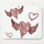 Coeur à ailes par Fleur urbain Tapis De Souris