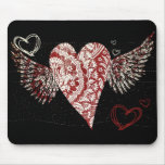 Coeur à ailes par Fleur urbain Tapis De Souris