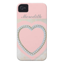 Coeur argenté métallique de perle coque iPhone 4