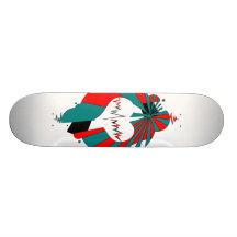 Coeur battant - rouge et turquoise planches à roulettes customisées