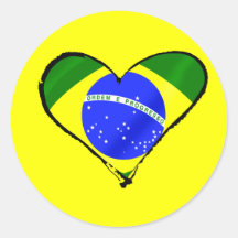 Coeur brésilien d'amour de drapeau du Brésil de co Autocollants