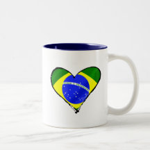 Coeur brésilien d'amour de drapeau du Brésil de co Tasse À Café