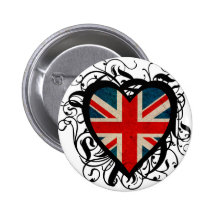 Coeur britannique décoratif badges avec agrafe