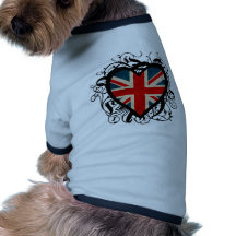 Coeur britannique décoratif t-shirts pour toutous