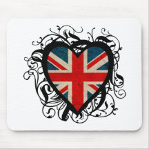 Coeur britannique décoratif tapis de souris