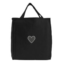Coeur brodé avec la frontière de coeur sac en toile