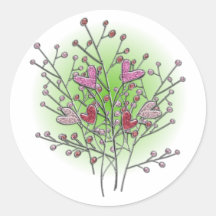 Coeur buisson hearts shrub adhésifs ronds
