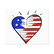 coeur comme Américain de drapeau Toiles Tendues