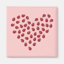 Coeur d'amour de coccinelle aimant pour réfrigérateur