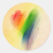 Coeur d'arc-en-ciel d'aquarelle adhésifs