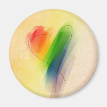 Coeur d'arc-en-ciel d'aquarelle aimants