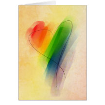Coeur d'arc-en-ciel d'aquarelle carte de vœux