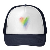 Coeur d'arc-en-ciel d'aquarelle casquettes